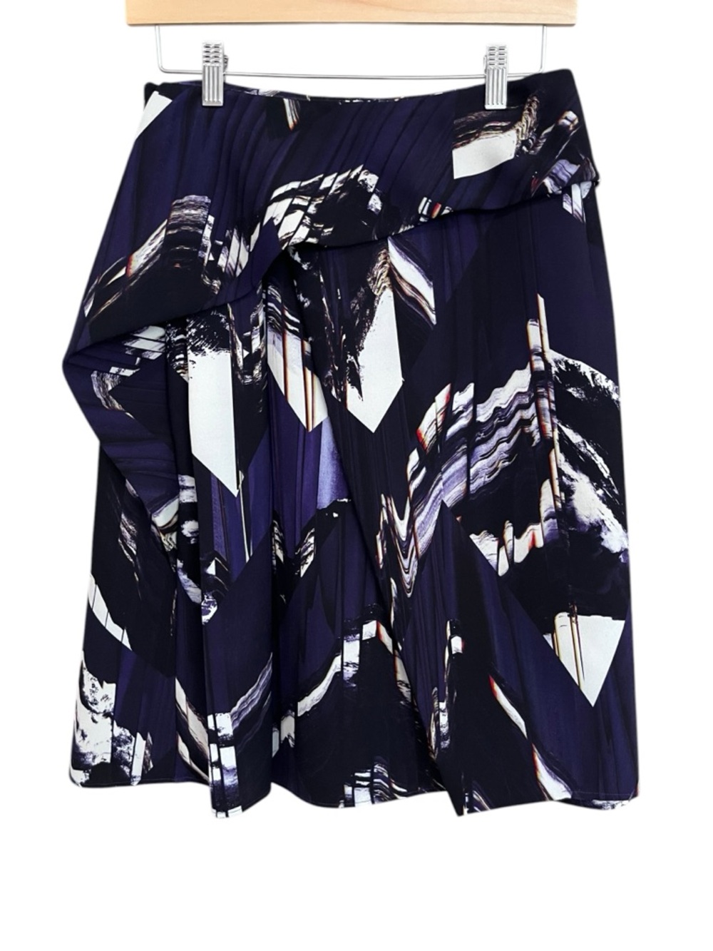 Kenzo Paris Abstract Mountain Print Pleated Midi Skirt Size 38 - US 6